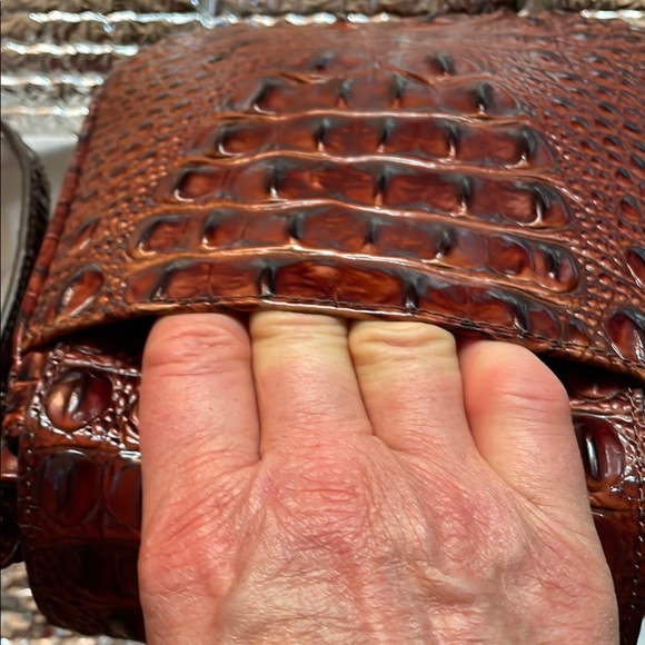 Brahmin Rich Brown Embossed Crossbody Bag - Picture 5 of 9